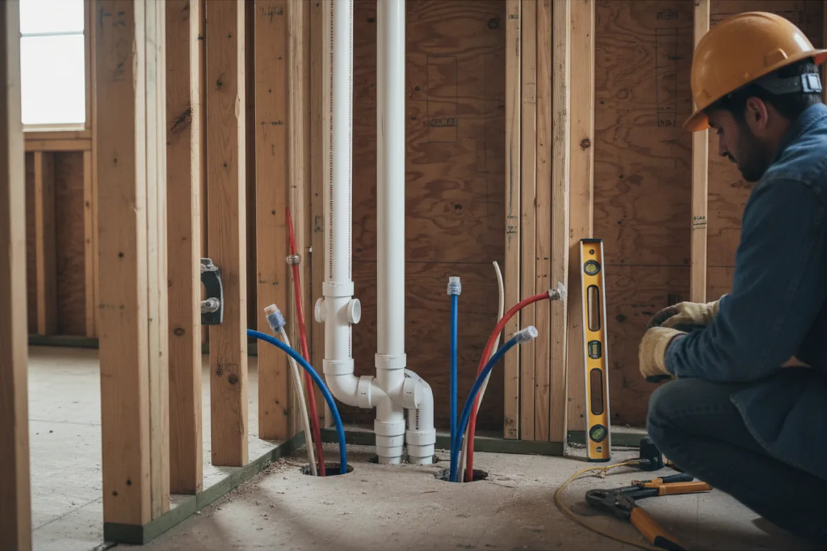 Drain and supply rough-in during Leak Detection in Pinnacle