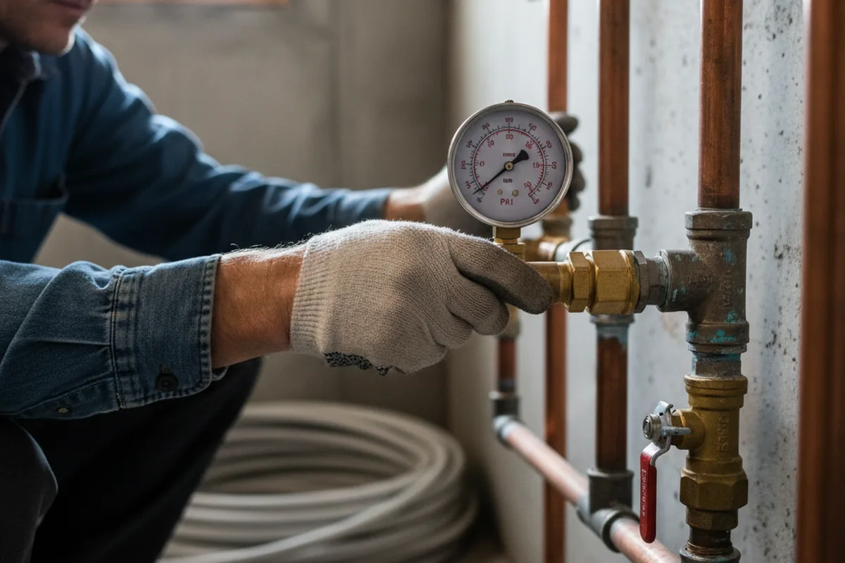 Pressure testing a repaired line during Water Line Repair in Pinnacle
